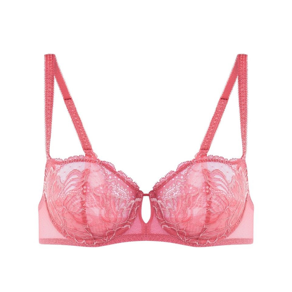 $115 Simone Perele Women's Pink Promesse Full Cup Lace Underwire Bra Size  34B