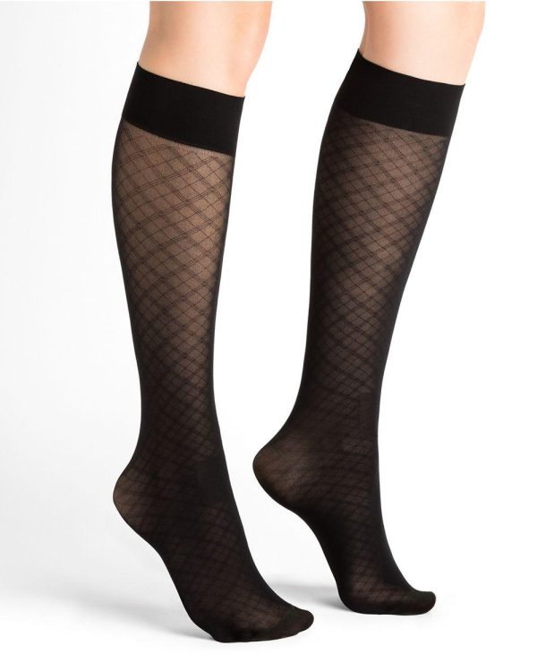 Bleuforêt Diamond Pattern Semi-Opaque 30 Denier Knee High